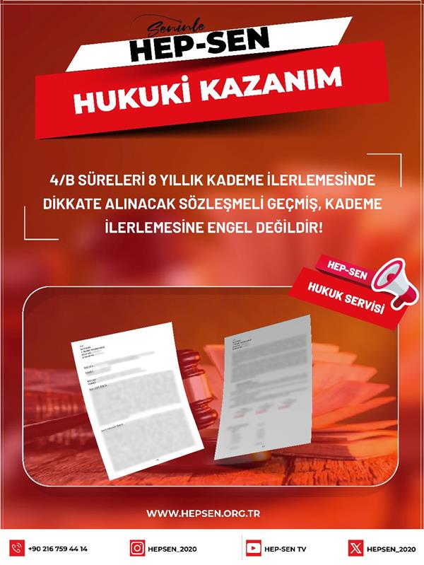 4/B Süreleri 8 Yıllık Kademe İlerlemesinde Dikkate Alınacak